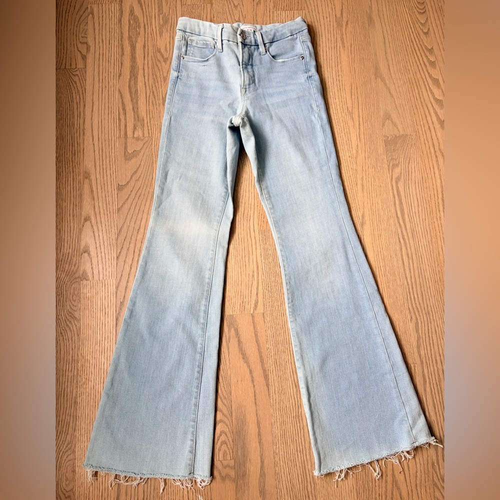 Good American Light Wash Blue Flare Jeans